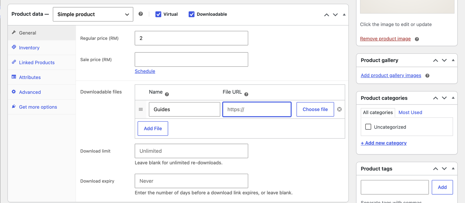 WooCommerce product data box